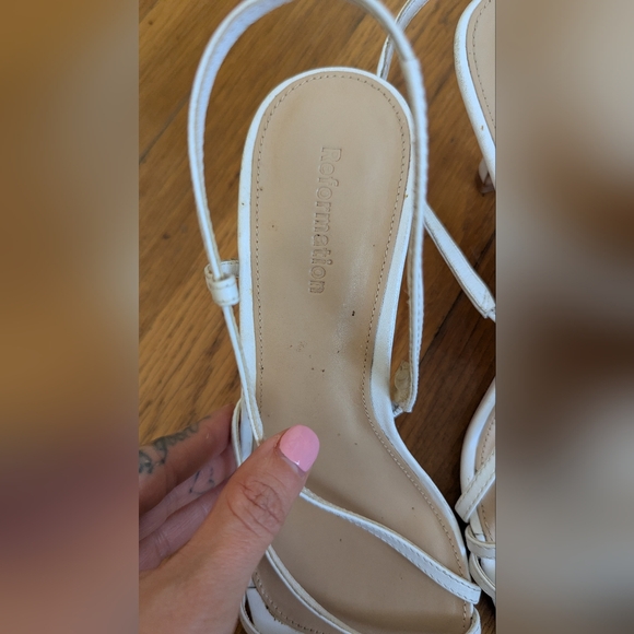Reformation White Strappy Slingback Heels - Picture 3 of 6